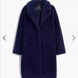 Madewell Jacket (Re)sourced Sherpa Teddy Coat Fuzzy Navy Blue M NWT New